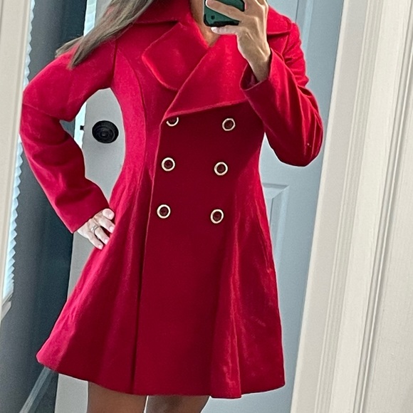 Jessica Simpson | Red Wool Blend Winter Pea Coat SZ S